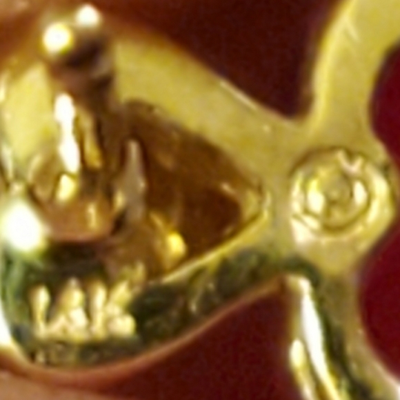 Heart ruby and diamond stud earrings - Picture 2 of 3